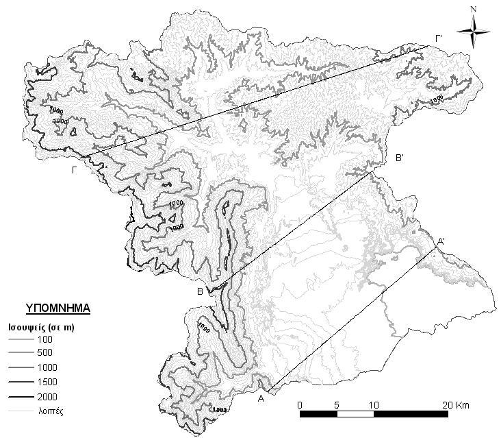 ΣΧΗΜΑ 5.1.2-3: Μορφολογικός χάρτης της περιοχής μελέτης.
