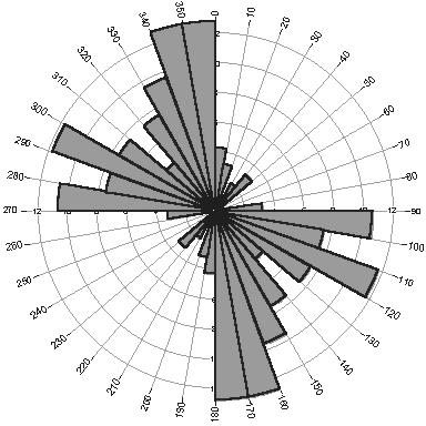 3-104: Frequency and density rose diagrams of the 4 th class 