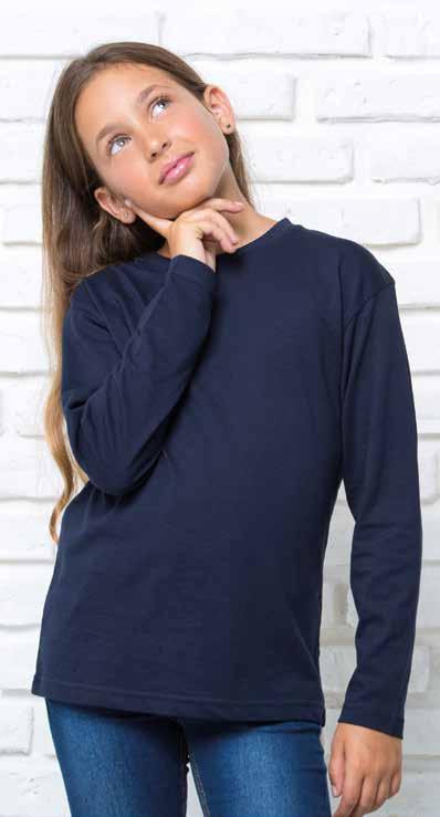 kid t-shirt ls REF: tsrk150ls Μακρυμάνικο παιδικό T shirt με πλανές ραφές, διπλό γαζί στη λαιμόκοψη, εσωτερικοί ώμοι με ρέλι και λάστιχο