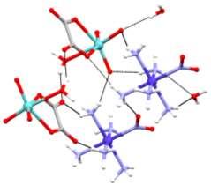 4. REZULTATI I RASPRAVA Slika 9. a) Kristalna struktura kompleksa [Co(NO2)(NH3)5][MoO3(C2O4)(H2O)] H2O; b) Pakiranje molekula duž osi c.