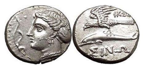 chisel to deface them and put them out of circulation. 93 Among the good Sinopean coins from this period are a number bearing the name 'Hikes(ios)'.