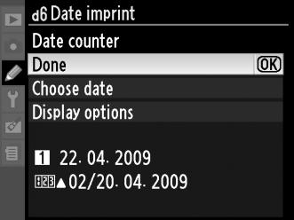 Date Counter (Μετρητής ημερομηνίας) Στις φωτογραφίες που λαμβάνονται με ενεργοποιημένη αυτή την επιλογή εκτυπώνεται ο αριθμός των ημερών που απομένουν μέχρι μια μελλοντική ημερομηνία ή ο αριθμός των