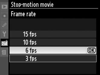 Stop-Motion Movie (Ταινία καρέκαρέ) κουμπί G N μενού επεξεργασίας Επιλέγοντας Stop-motion movie (Ταινία καρέ-καρέ) από το μενού επεξεργασίας εμφανίζεται το μενού που