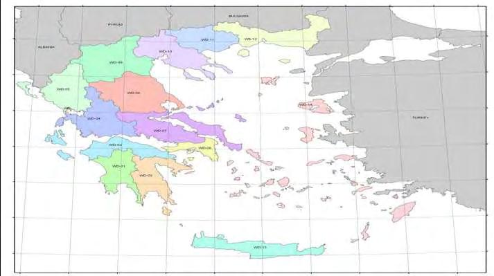 - 60 - Χάρτης 3.2: Τα υδατικά διαμερίσματα στην Ελλάδα σύμφωνα με το νόμο 1739/1987 (Γεωργόπουλος, 2009) Παρ όλα αυτά οι πολυάριθμες συναρμοδιότητες του Ν.