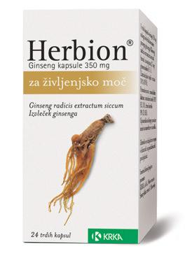 Herbion Ginseng, kapsule za æivljenjsko moë Kapsule Herbion Ginseng vsebujejo izvleëek korenine pravega ginsenga.