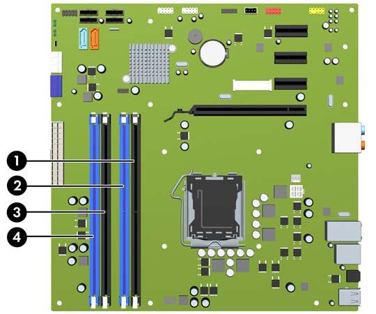 Σύνδεση στις υποδοχές DIMM Η μητρική κάρτα διαθέτει τέσσερις υποδοχές μονάδων μνήμης DIMM, δύο σε κάθε κανάλι. Οι υποδοχές φέρουν τις ενδείξεις XMM1, XMM2, XMM3 και XMM4.