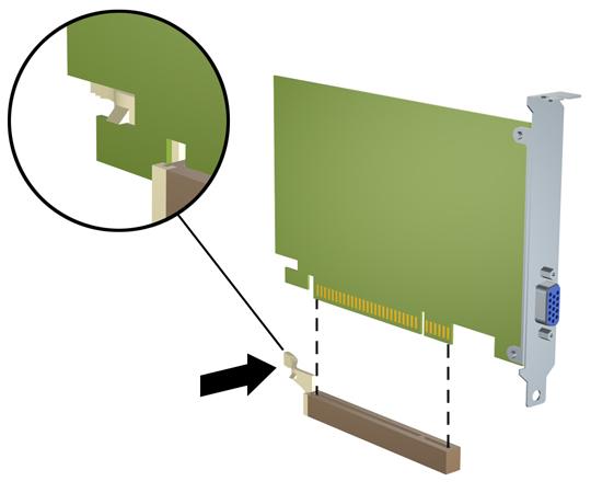 Εάν αφαιρείτε μια κάρτα PCI Express x16, τραβήξτε το βραχίονα συγκράτησης στο πίσω μέρος της υποδοχής επέκτασης μακριά από την κάρτα και με προσεκτικές παλινδρομικές κινήσεις, προσπαθήστε να