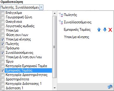 Ως στήλες μπορούν να ορίζονται τα τελευταία κατά σειρά πεδία ομαδοποίησης. Ειδικά το τελευταίο πεδίο ομαδοποίησης είναι πάντα στήλη. Να αλλάξει κανείς τη σειρά των ομαδοποιήσεων.