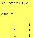 :ones(n,m) آرایه های استاندارد در