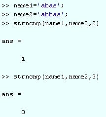 TF = strncmp('str1', 'str2', n) n امین کاراکتر دو رشته را با