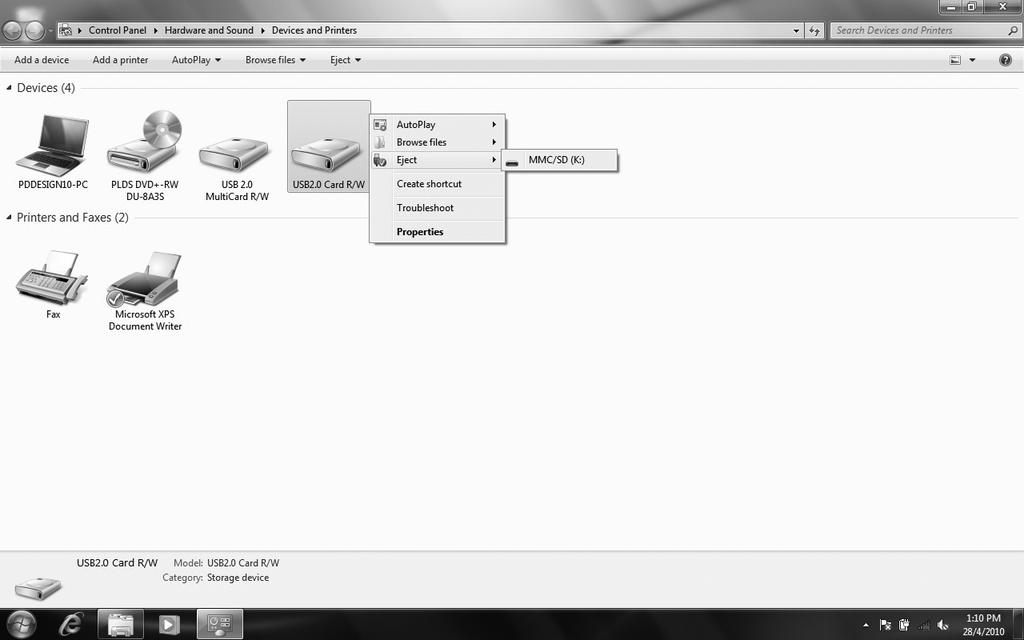 x Για Macintosh 1 Κλείστε τα αρχεία που είναι αποθηκευμένα στην κάρτα μνήμης και κλείστε τυχόν εφαρμογές που εκτελούνται. 2 Βεβαιωθείτε ότι δεν αναβοσβήνει η ένδειξη πρόσβασης.