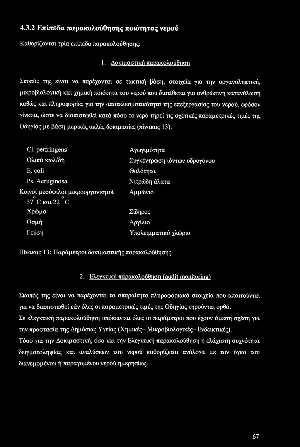 και πληροφορίες για την αποτελεσματικότητα της επεξεργασίας του νερού, εφόσον γίνεται, ώστε να διαπιστωθεί κατά πόσο το νερό τηρεί τις σχετικές παραμετρικές τιμές της Οδηγίας με βάση μερικές απλές