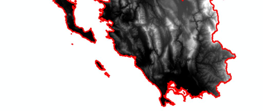 3 Συνένωση Ψηφιακού Μοντέλου Εδάφους Πρώτο στάδιο της επεξεργασίας του ψηφιακού μοντέλου εδάφους περιλαμβάνει την συνένωση του σε ένα ενιαίο μωσαϊκό στο όριο.