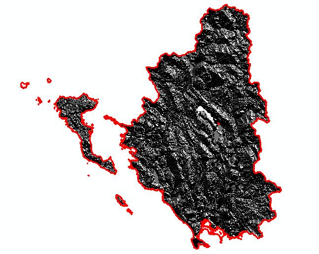 Σχ. 4-10: Grid κατεύθυνσης ροής ΥΔ Ηπείρου (GR05) Στη συνέχεια, δημιουργήθηκε ένα αρχείο καννάβου, το οποίο αποτυπώνει πληροφορία περί των κελιών στα οποία συγκεντρώνεται ροή του νερού το οποίο