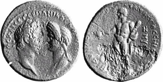 Revers: DOMITIA DOMITIAN AVG P M COS VI, Domitia mit langem Zopf. RIC Domitian 228, Denar/Prägung aus Ephesus, BMC 255 (Abb. Pl. 68,1), 82 n.chr.
