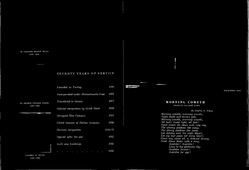 by Greek State 1930 Occupied New Campus 1934 Closed because of