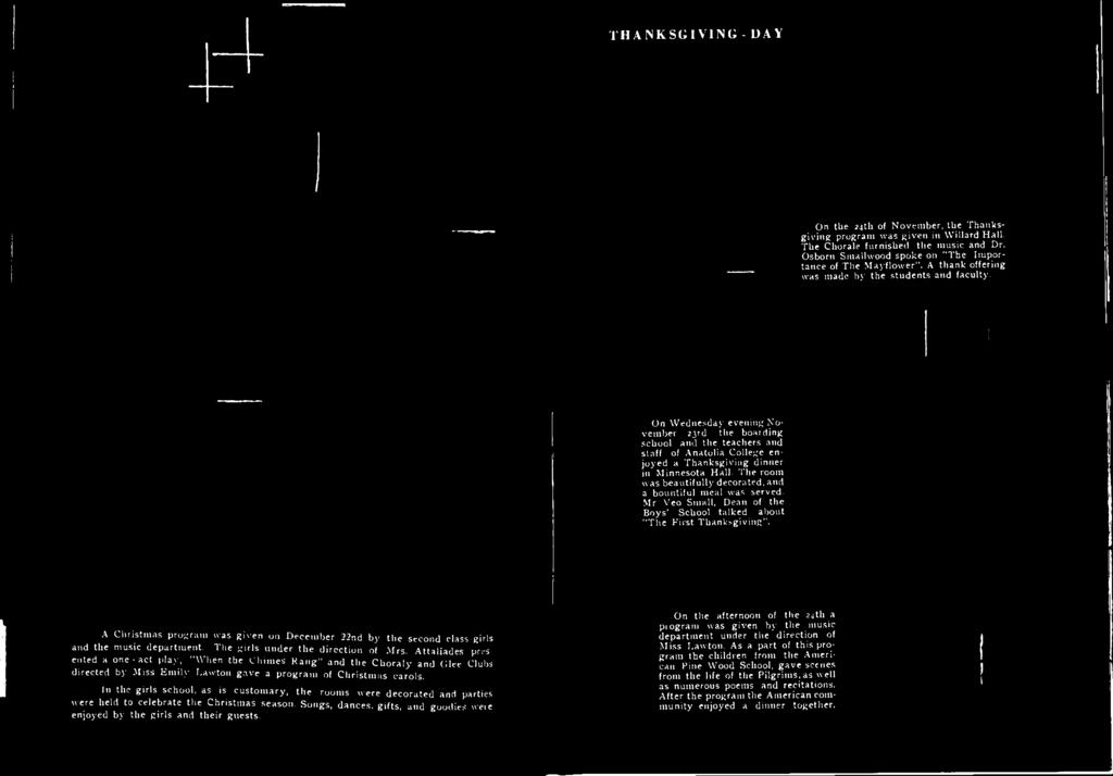 On Wednesday evening N o vember 23rd the boarding school and the teachers and staff of
