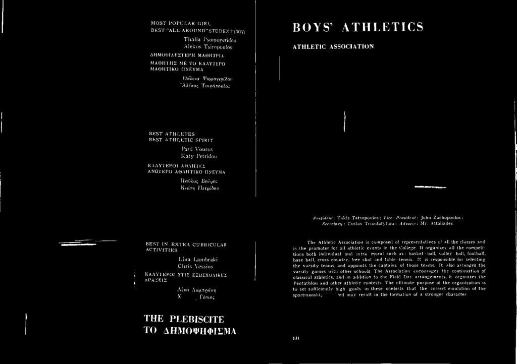 Tatsopoulos ; Vice - P r e s id e n t: John Zachopoulos ; S ecreta ry : Costas Triantafyllou ; A d v is o r :