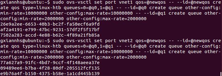 create queue other-config:min-rate=2000000 other-config:maxrate=2000000 Επίσης, μπορούμε να εκτελέσουμε το bash script για την εισαγωγή των ουρών αυτόματα.