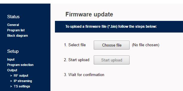 4.2.13 - Σελίδα Firmware update Στη σελίδα Firmware update (Σχήμα No 19) ο χρήστης μπορεί να