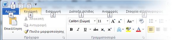 Ειςαγωγι των ςυμβουλϊν πλικτρων Εξακολουκοφν να λειτουργοφν οι ςυντομεφςεισ ςυντόμευςθσ πλθκτρολογίου; Το Word 2010 παρζχει ςυντομεφςεισ για τθν Κορδζλα, που ονομάηονται ςυμβουλζσ πλικτρων