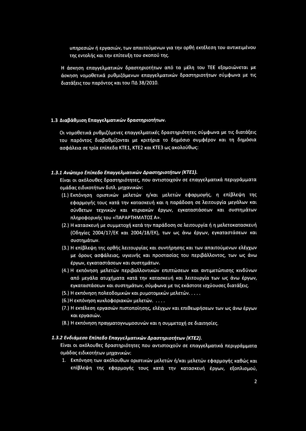 3 Διαβάθμιση Επαγγελματικών δραστηριοτήτων.