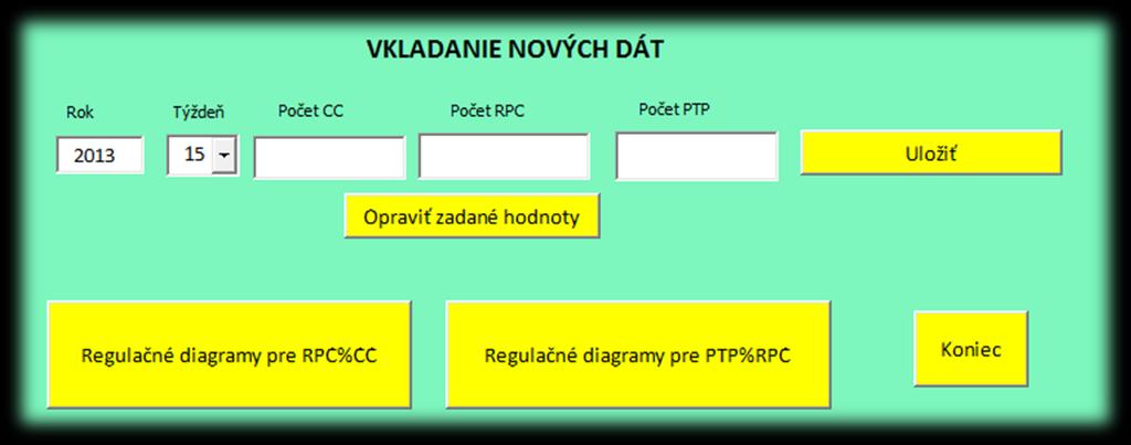 Obrázok 32: Úvodná obrazovka vytvorenej aplikácie (vlastné spracovanie) Obrázok 33: Úprava vloţených hodnôt (vlastné spracovanie) Vykresľovanie