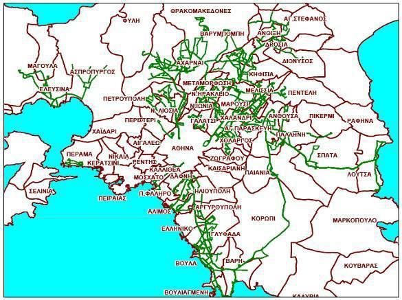 Εικόνα 10: Διάρθρωση Τοπικών Γραμμών Αυτό το σύστημα συμπληρώνεται από ένα σημαντικό αριθμό «κεντρικών» γραμμών, που συνδέουν περιοχές κοντά στο κέντρο της Αθήνας με αυτό.
