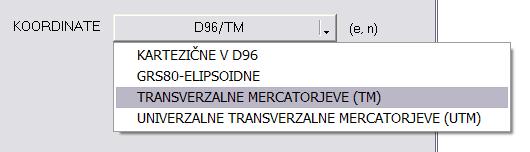 KOORDINATE Izbor izvornih ali ciljnih koordinat točk. KARTEZIČNE Gre za pravokotne koordinate v 3-razsežnem prostoru (3R-kartezične koordinate). Oznake koordinat so: (X, Y, Z).