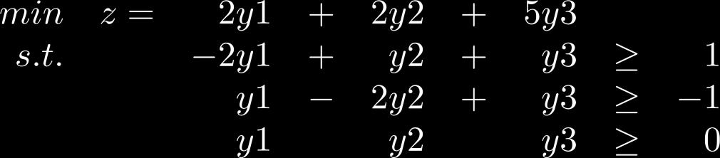 δεύτερο περιορισμό είναι μηδέν, y2 = 0 περιορισμός 3 1 + 4 = 5 (δεσμευτικός) D Στο δυϊκό: Ο 1 ος περιορισμός αντιστοιχεί στη μεταβλητή x1 η οποία είναι θετική (x1 = 1) άρα ο περιορισμός δεν έχει