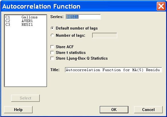 1. Από τη γραμμή μενού επιλέγουμε Stat Time Series Autocorrelation. 2.