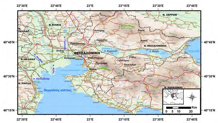 2. ΠΕΡΙΒΑΛΛΟΝ ΤΗΣ ΠΕΡΙΟΧΗΣ ΜΕΛΕΤΗΣ 20 Σχήµα 1. Ευρύτερη περιοχή µελέτης. Το κόκκινο πλαίσιο οριοθετεί την καταρχήν περιοχή ενδιαφέροντος.