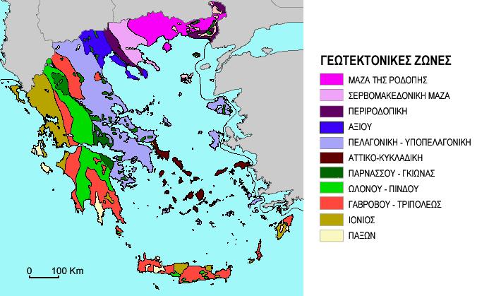 2. ΠΕΡΙΒΑΛΛΟΝ ΤΗΣ ΠΕΡΙΟΧΗΣ ΜΕΛΕΤΗΣ 25 Σχήµα 6. Θέση της ευρύτερης περιοχής µελέτης (κόκκινο πλαίσιο) από γεωτεκτονικήγεωλογική σκοπιά (πηγή: ΙΓΜΕ [url3] ).