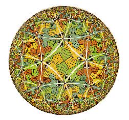 παρόμοιων μοντέλων οδήγησαν τον Escher στη δημιουργία της σειράς ξυλογραφιών Circle Limit Ι-ΙV σαν το παρακάτω Circle Limit III.