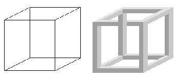 Ο αμφίσημος κύβος του Ελβετού κρυσταλλογράφου Necker και ο αδύνατος στην τρισδιάστατη μορφή του κύβος εμπνέει τον Escher στη δημιουργία του Belvedere.