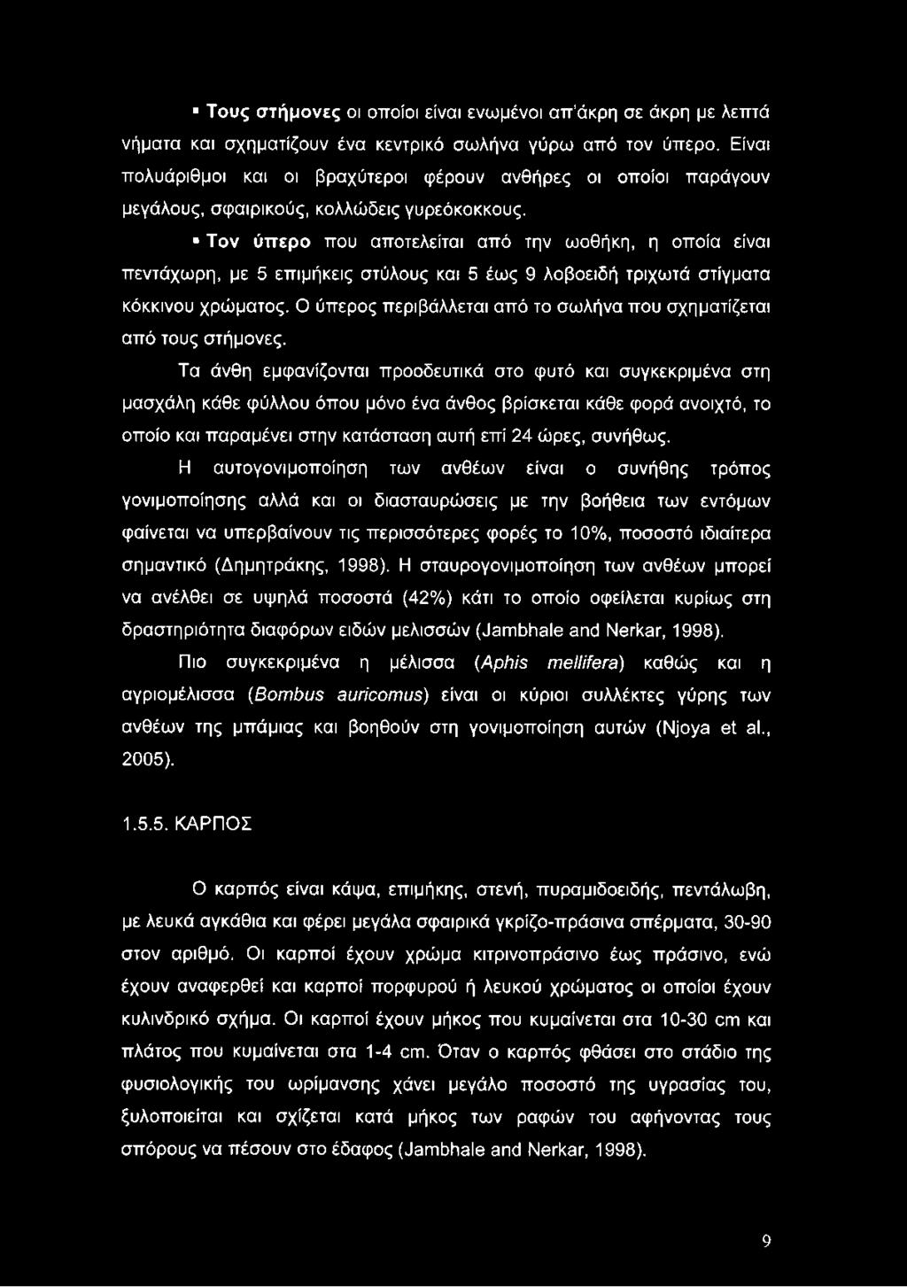 Τον ύπερο που αποτελείται από την ωοθήκη, η οποία είναι πεντάχωρη, με 5 επιμήκεις στύλους και 5 έως 9 λοβοειδή τριχωτά στίγματα κόκκινου χρώματος.