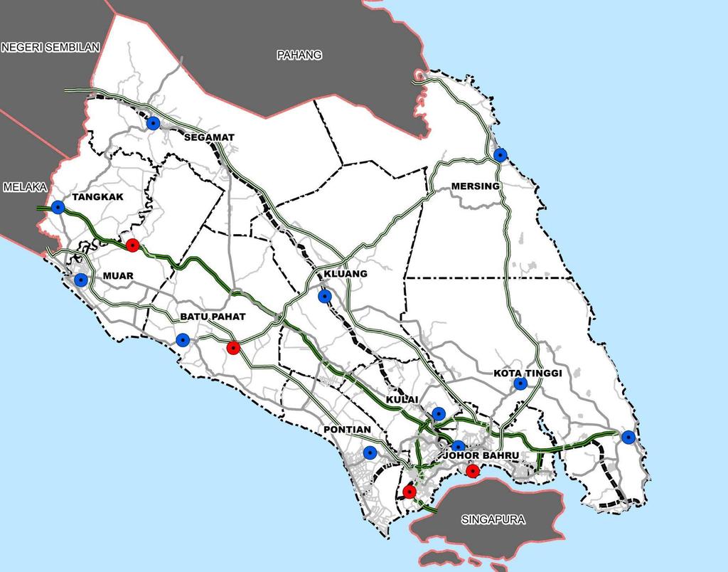 7-9 PELAN LIPUTAN PENGANGKUTAN HIJAU PELAN KUNCI LAUT CINA SELATAN PETUNJUK SELAT MELAKA Lebuhraya Sedia ada Cadangan Lebuhraya Liputan Laluan Hijau Rajah 7-9 menunjukan lokasi Penyediaan kemudahan