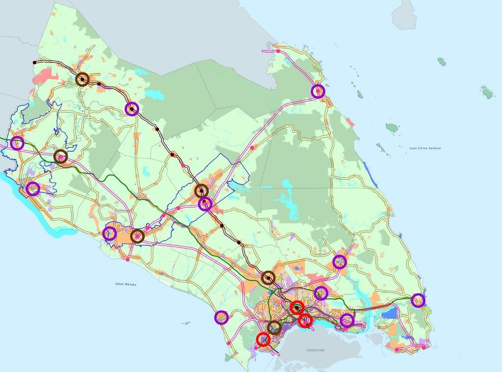 dan garis panduan Pembangunan Berorientasi Transit (TOD); dan Daerah Tangkak Daerah Kluang 4) Lokasi terminal/stesen bagi cadangan rel baru tertakluk kepada jajaran dan lokasi terakhir yang