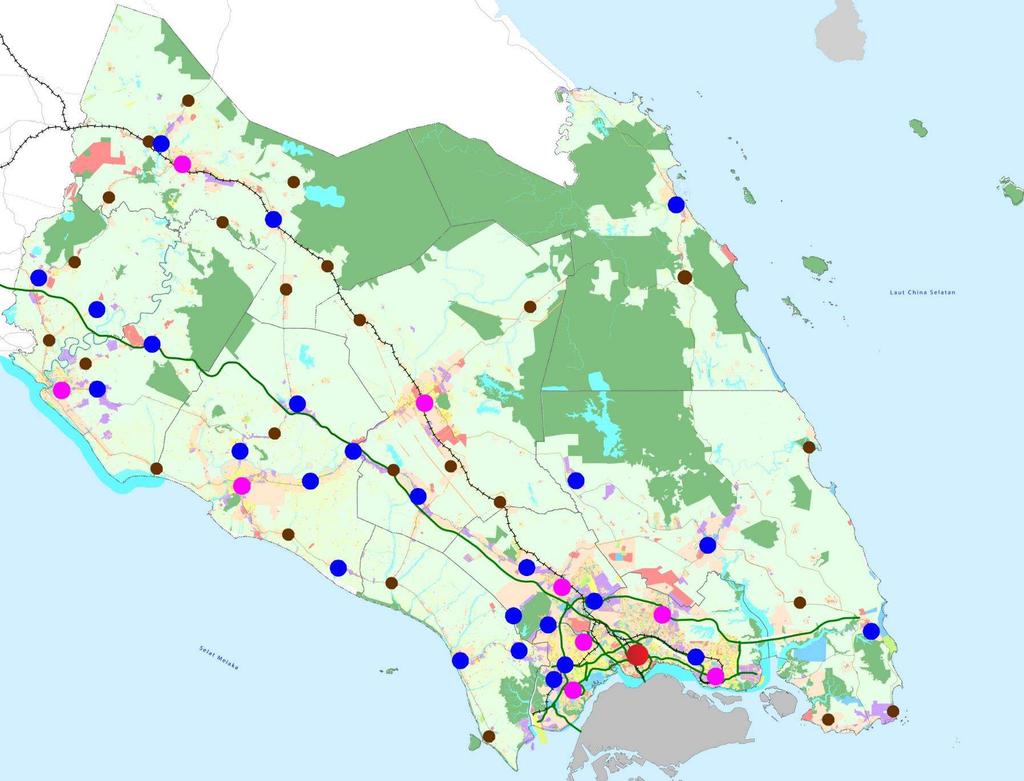 7-15 PELAN HIERARKI PENEMPATAN NEGERI JOHOR Tanpa Skala Jementah Tangkak Sungai Mati Bandar Maharani Bandar Diraja Daerah Tangkak Sagil Daerah Segamat Buloh Kasap Bukit Gambir Bukit Pasir Bukit Bakri