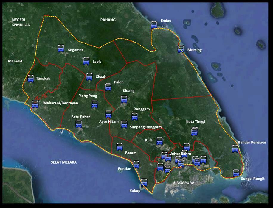 2-10 Jadual 2-3 : Stesen Kereta Api Sedia Ada di Negeri Johor Bil Stesen Lokasi Stesen 1 KTM JB Sentral 2 KTM Kempas Bahru Johor Bahru, JHR Johor Bahru, JHR Jenis Perkhidmatan Pengangkutan Awam dalam