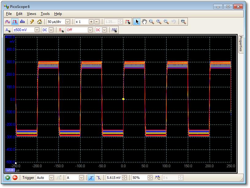 20 5.11 Bazele de lucru cu software-ul PicoScope și cu osciloscopul Modul de persistenţă Modul de persistenţă suprapune mai multe forme de undă pe aceeaşi vizualizare, cu date mai frecvente sau forme