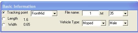 Εικόνα 16: Πίνακας Basic Information Tracking Point: βάσει αυτού επιλέγεται ποιο σημείο πάνω στο όχημα θα συμβάλλει για την καταγραφή της τροχιάς του.