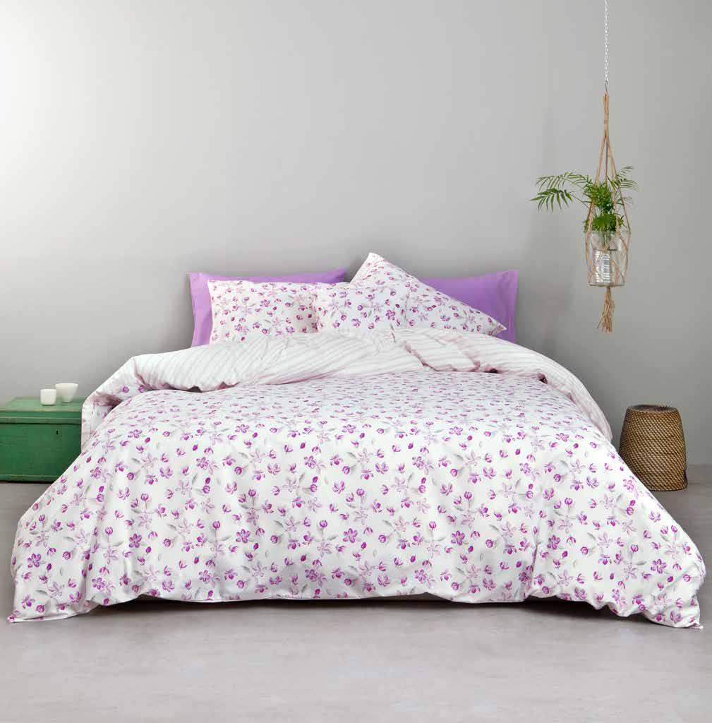Water Lily Lilac BED LINEN 50% Cotton - 50% Polyester -