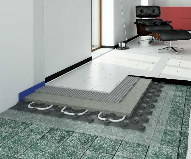 1 Podloga od postojećih keramičkih pločica 2 Prajmer Eco Prim T 3 Razvod podnog grejanja (UNOPOR) 4 Masa za izravnavanje Ultraplan Maxi 8 7 6 5 Lepak Ultralite S1 6 Porcelanizovani gres debljine 6 mm