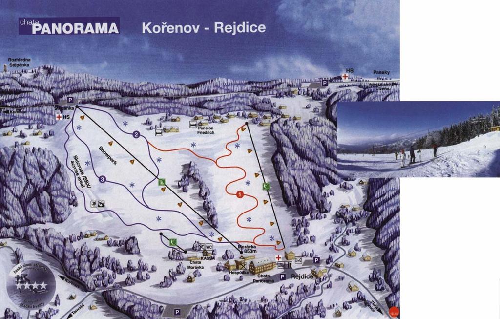 Skiareal Rejdice 46848 posta Prichovice tel. 00420 483399267 www.rejdice.cz 105 κλίνες Το χιονοδροµικό κέντρο Rejdice βρίσκεται ανάµεσα στο βουνό Jizerske και τα Γιγαντιαία Όρη.