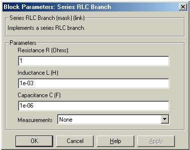 2.2.3 Elements 2.2.3.1 Parallel/Series RLC Branch Γενική Περιγραφή Τα δύο αυτά µπλοκ χρησιµοποιούνται για να υλοποιήσουν µια αντίσταση, ένα πηνίο ή έναν πυκνωτή ή οποιοδήποτε συνδυασµό αυτών παράλληλα ή σε σειρά.