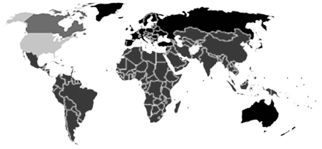 2.1. att. Kioto protokola dalībvalstis melna krāsā. Protokols sākotnēji tika pieņemts 1997. gada 11.decembrī Kioto, Japānā. Tas stājās spēkā 2005. gada 16. februārī. 2011.