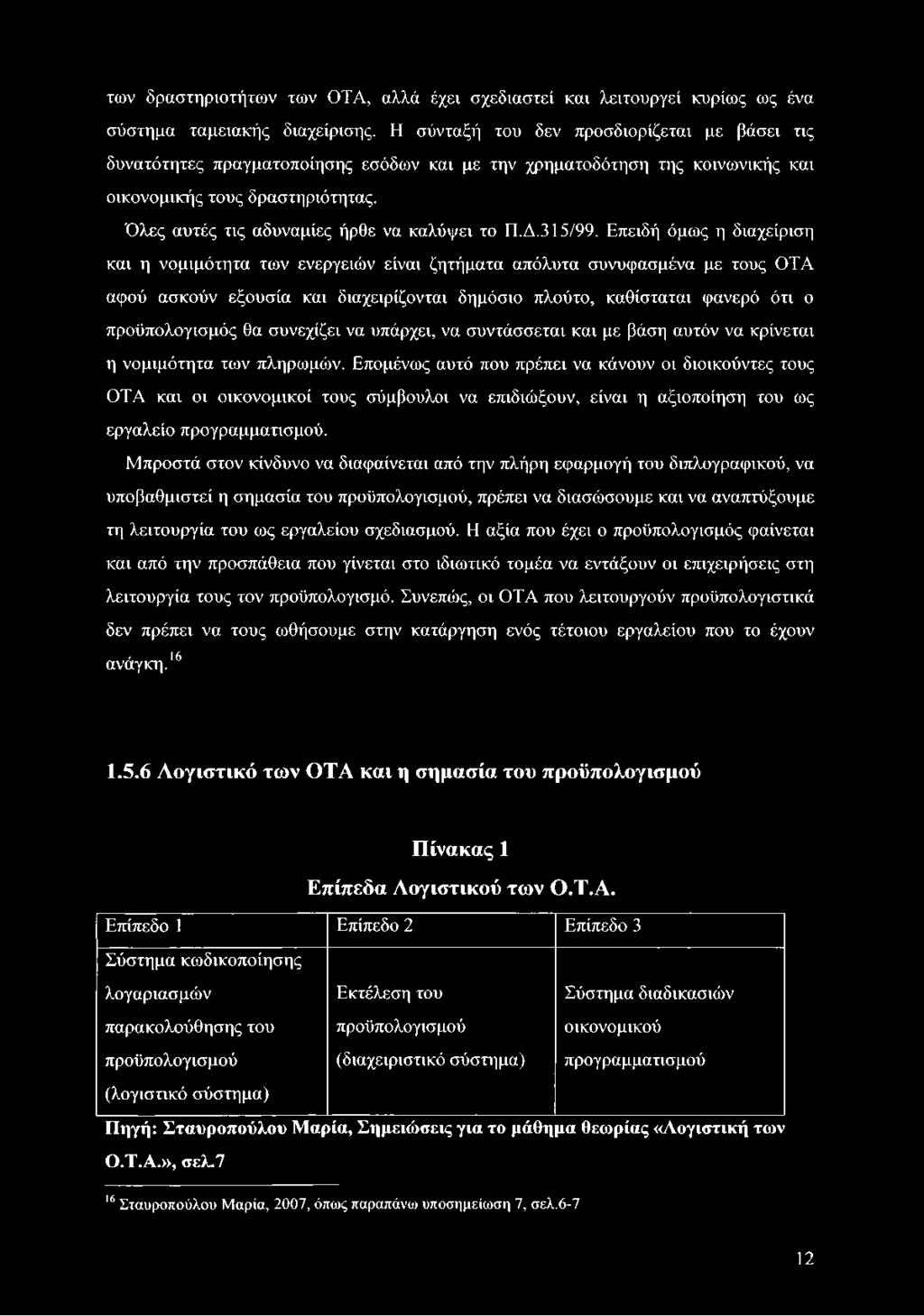 Όλες αυτές τις αδυναμίες ήρθε να καλύψει το Π.Δ.315/99.