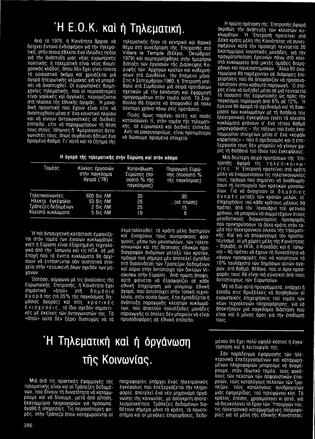 Ή μοναδική προοπτική πού έχουν είναι είτε νά άναπτυχθοϋν μέσα σ ένα κοινοτικό πλαίσιο και νά γίνουν άνταγωνιστικές σέ διεθνές έπίπεδο, είτε νά παραχωρήσουν τή θέση τους στοϋς 'Ιάπωνες ή 'Αμερικανούς
