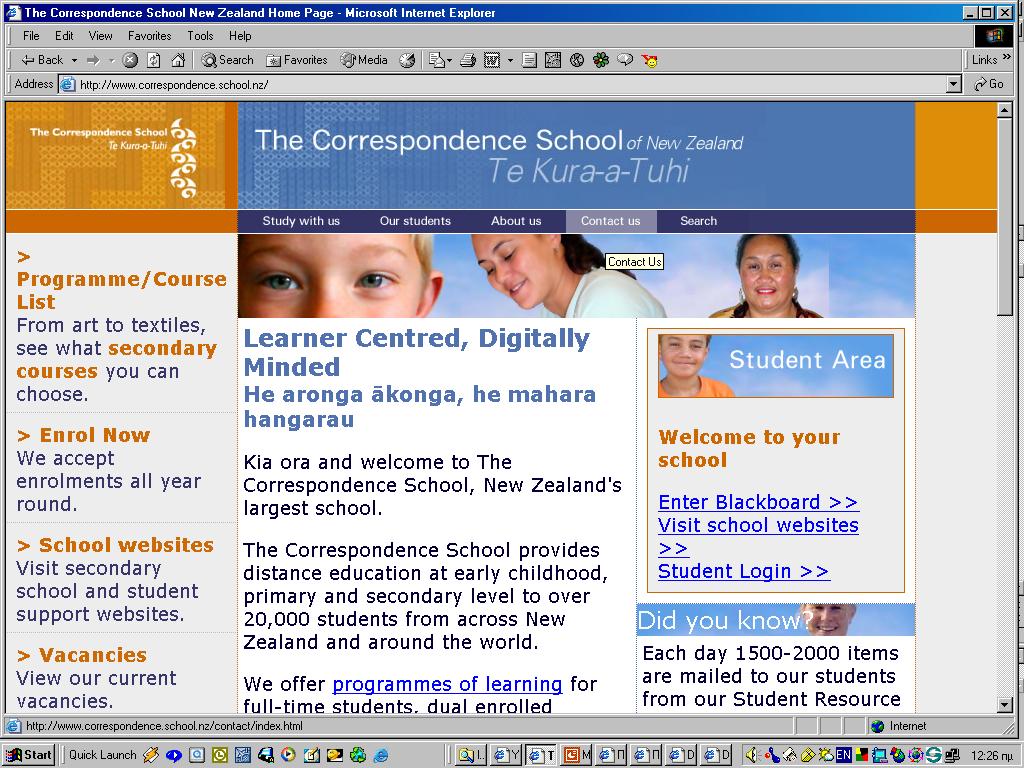 CORRESPONDENCE SCHOOL (Νέα Ζηλανδία) λειτουργεί από το